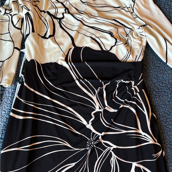 Ralph Lauren Black & winter White Long Sleeve Midi Dress -size 18. Flattering. - Picture 3 of 9